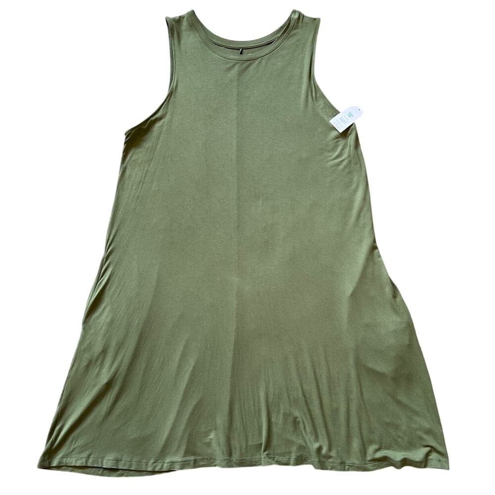 Time and Tru Olive Green Sleeveless Midi Swing Dress